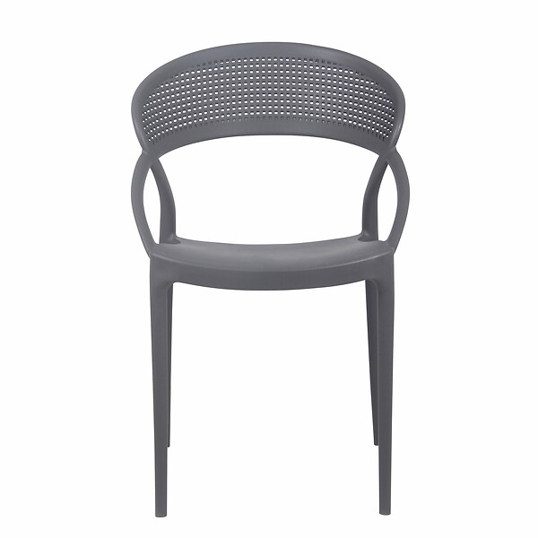 OVIALA - Lot de 4 chaises de terrasse grises - Madrid - large