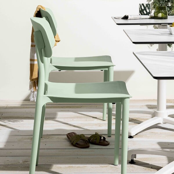 OVIALA - Lot de deux chaises en polypropylène vert menthe - Sofia - large