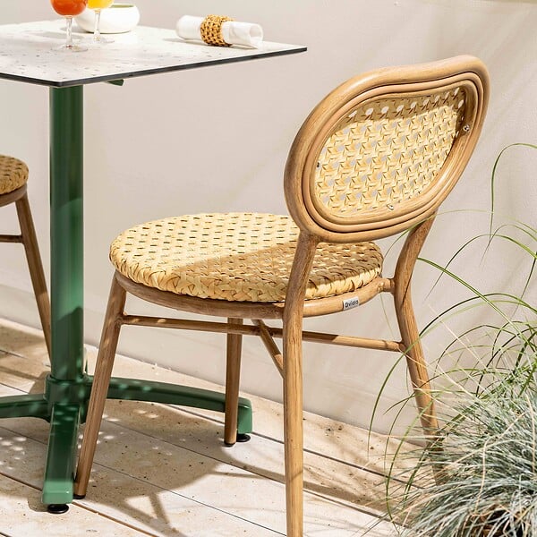 OVIALA - Chaise de terrasse en aluminium et rotin synthétique - Portimao - large