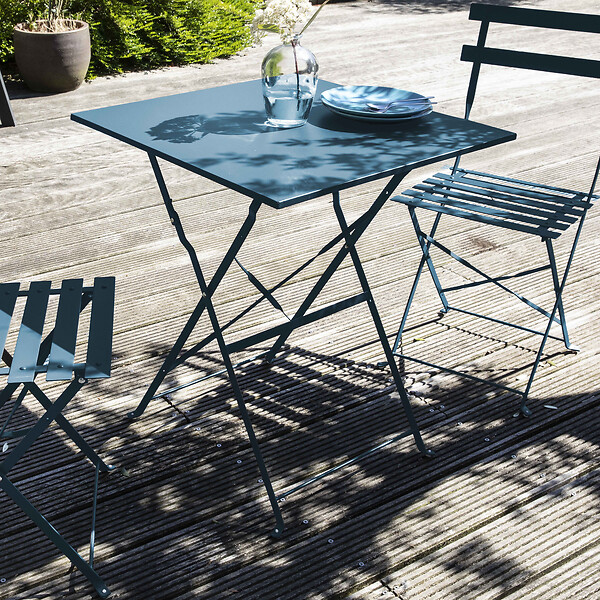 OVIALA - Lot de 2 chaises pliantes en acier bleu pacific - Rome - large
