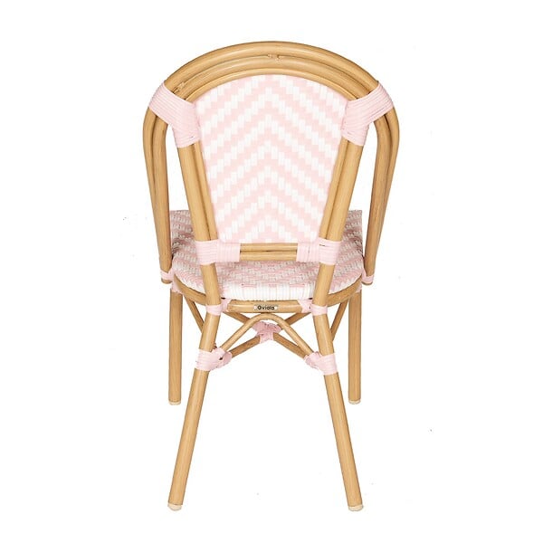 OVIALA - Chaise de terrasse en aluminium et rotin synthétique rose - Auteuil - large