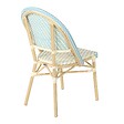 OVIALA - Chaise de terrasse bistrot parisien en aluminium et rotin bleu - Marais - vignette