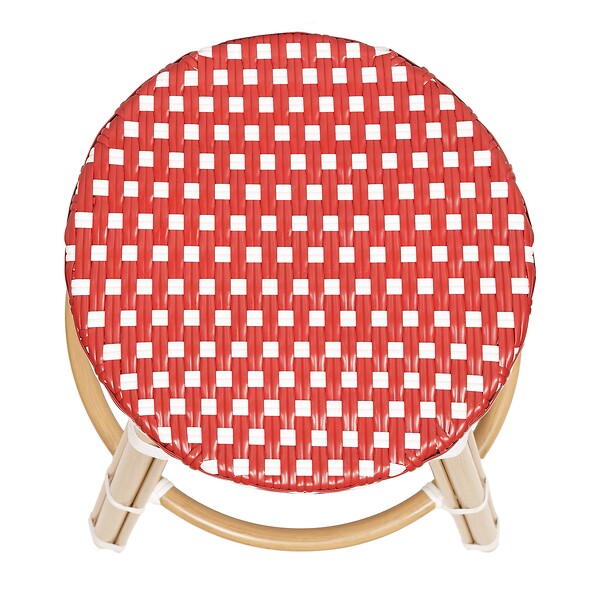 OVIALA - Tabouret haut de jardin en aluminium et rotin synthétique blanc, rouge - Belleville - large