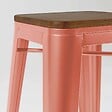 OVIALA - Lot de 4 tabourets de bar en métal mat terracotta et bois - Indus - vignette