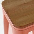 OVIALA - Lot de 4 tabourets de bar en métal mat terracotta et bois - Indus - vignette