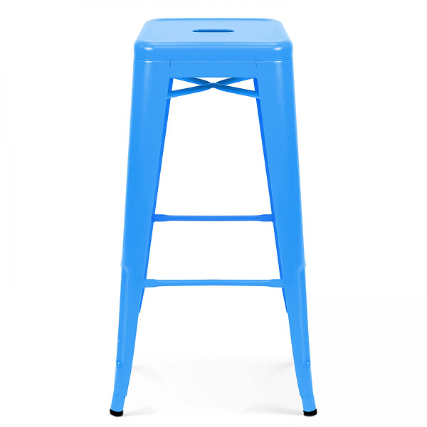 OVIALA - Lot de 4 tabourets de bar en acier bleu mat - Indus - large