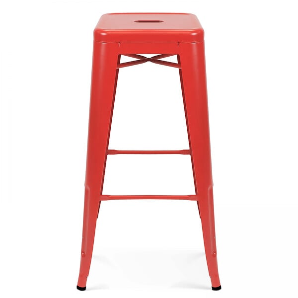 OVIALA - Lot de 4 tabourets de bar en acier rouge mat - Indus - large