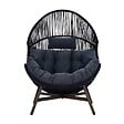 OVIALA - Fauteuil de jardin oeuf sur pied en rotin synthétique 142 cm noir - Bamako - vignette