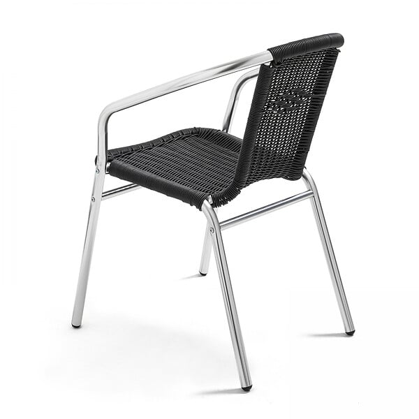 OVIALA - Chaise de jardin aluminium et résine gris noir - Saint Germain - large