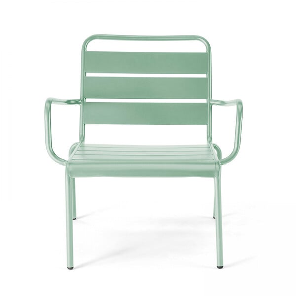OVIALA - Fauteuil de jardin bas relax acier vert sauge - Palavas - large