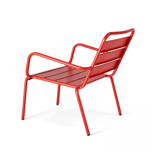 OVIALA - Fauteuil de jardin bas relax acier rouge - Palavas - large