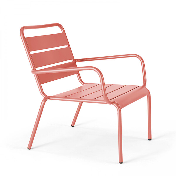 OVIALA - Lot de 2 fauteuils relax avec repose-pieds en métal argile - Palavas - large