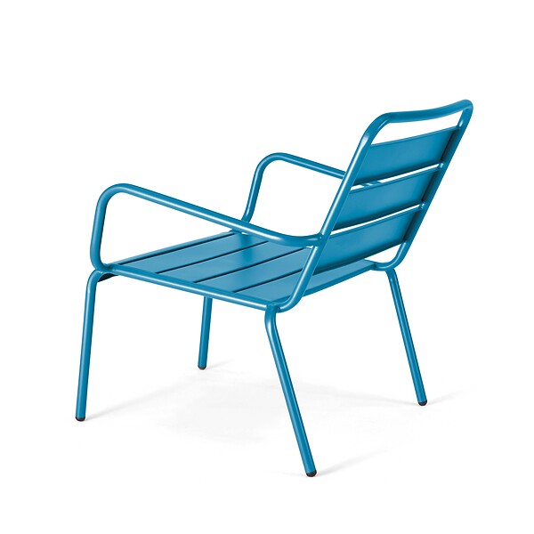 OVIALA - Fauteuil de jardin bas relax acier bleu pacific - Palavas - large