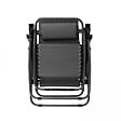 OVIALA - Fauteuil relax de jardin en acier et textilène inclinable gris - Monaco - vignette