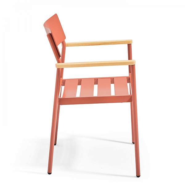 OVIALA - Fauteuil de jardin en aluminium et bois terracotta  - Leeds - large
