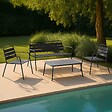 OVIALA - Salon de jardin 4 places et 1 table basse en acier anthracite - Palavas - vignette