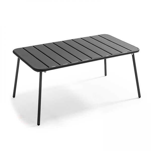 OVIALA - Salon de jardin 4 places et 1 table basse en acier anthracite - Palavas - large