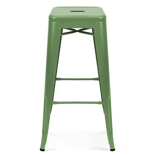 OVIALA - Lot de 4 tabourets de terrasse en métal mat vert cactus - Indus - large