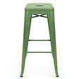OVIALA - Lot de 4 tabourets de terrasse en métal mat vert cactus - Indus - vignette