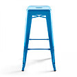 OVIALA - Lot de 4 tabourets de bar en acier bleu brillant - Indus - vignette