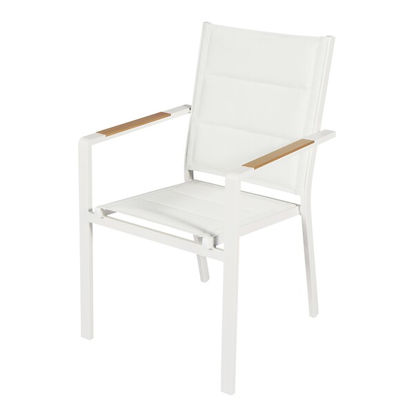 OVIALA - Lot de 2 chaises de jardin en aluminium et textilène blanc - Ciotat - large