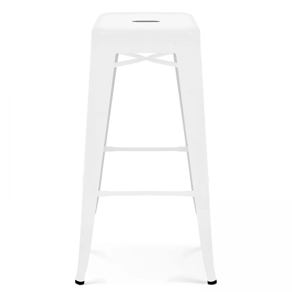 OVIALA - Lot de 4 tabourets de bar en acier blanc mat - Indus - large