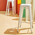 OVIALA - Tabouret de bar en métal blanc mat - Indus - vignette