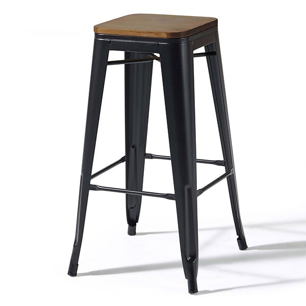 OVIALA - Lot de 4 tabourets de bar en acier noir mat  - Indus - large