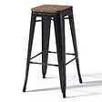 OVIALA - Lot de 4 tabourets de bar en acier noir mat  - Indus - vignette