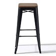 OVIALA - Lot de 4 tabourets de bar en acier noir mat  - Indus - vignette