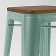 OVIALA - Lot de 4 tabourets de bar en métal mat vert gris et bois - Indus - vignette