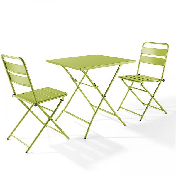 OVIALA - Table de jardin pliante carrée en acier 70 cm 4 places vert - Palavas - large