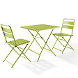 OVIALA - Table de jardin pliante carrée en acier 70 cm 4 places vert - Palavas - vignette