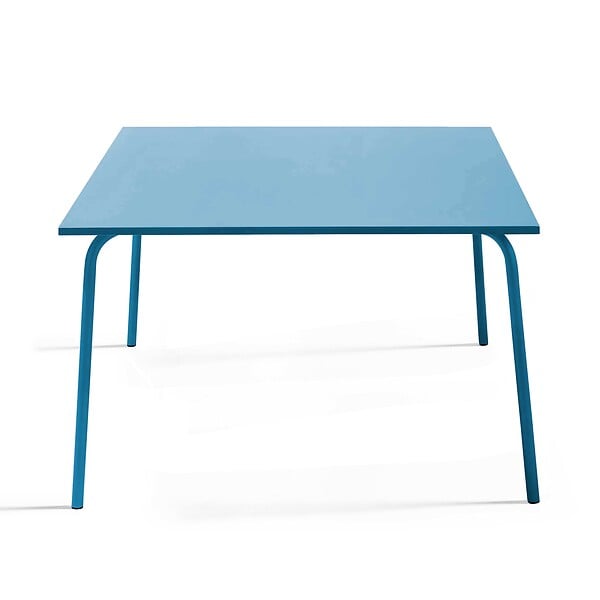 OVIALA - Table de jardin carrée en métal 8 places 120 cm bleu pacific - Palavas - large