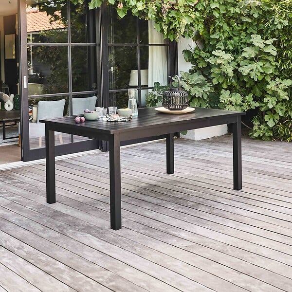 OVIALA - Table de jardin extensible en aluminium noir 8 places - Butterfly - large