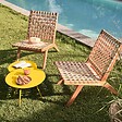 OVIALA - Lot de 2 tables basses de jardin en acier jaune - Palavas - vignette