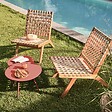 OVIALA - Table basse de jardin ronde en métal argile 50 cm - Palavas - vignette