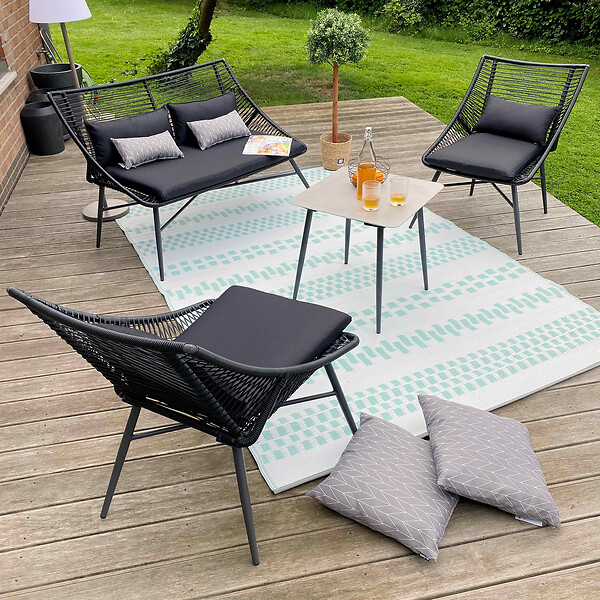 OVIALA - Petite table basse de jardin en acier gris - Costa Rica - large
