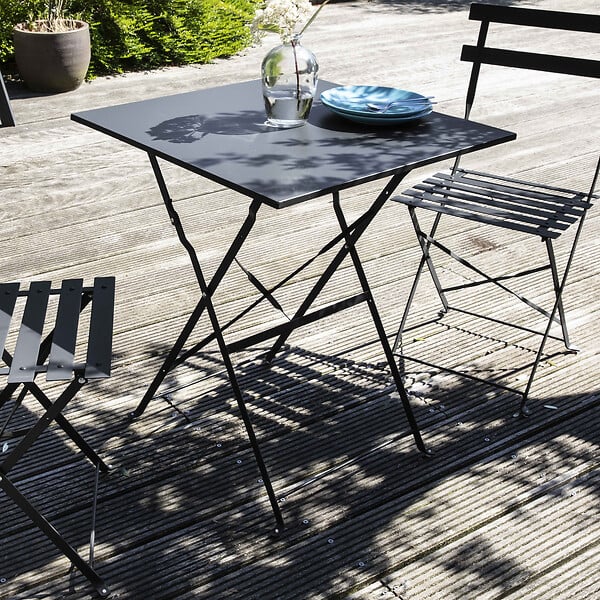 OVIALA - Table de jardin pliante bistrot en acier gris - Rome - large