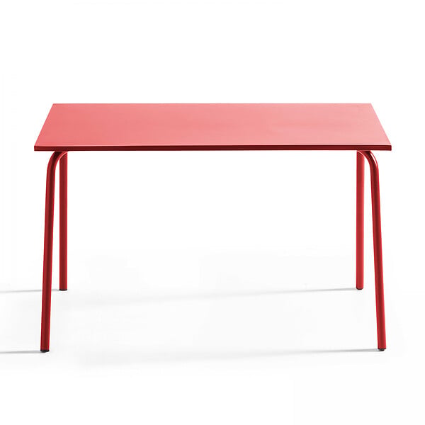 OVIALA - Table de jardin en acier 6 places 120 cm rouge  - Palavas - large
