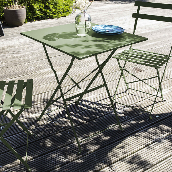 OVIALA - Table de jardin pliante bistrot en acier 60 cm vert cactus - Rome - large