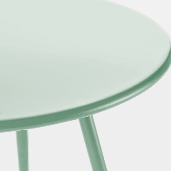OVIALA - Table basse de jardin ronde en métal vert sauge 40 cm - Palavas - large