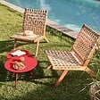 OVIALA - Lot de 2 tables basses de jardin en acier rouge - Palavas - vignette