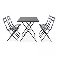 OVIALA - Table de jardin pliante acier gris 4 places - Rome - vignette