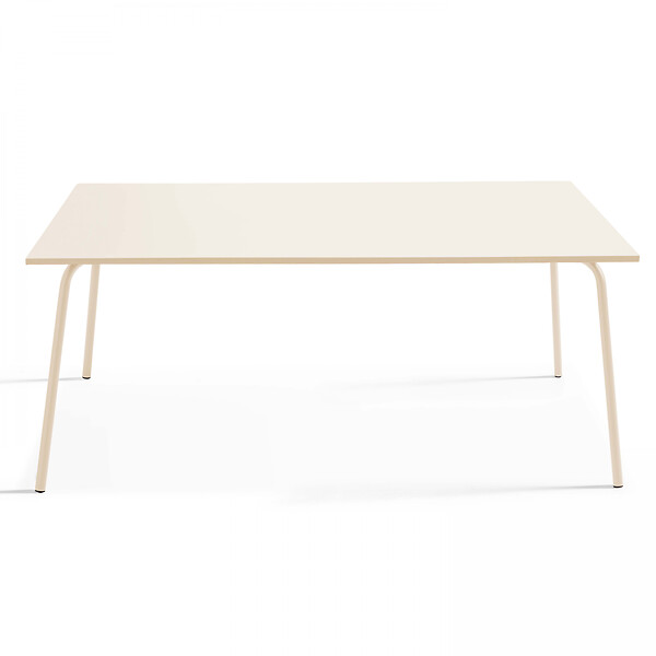 OVIALA - Table de jardin rectangulaire en métal 8 places 180 cm ivoire - Palavas - large