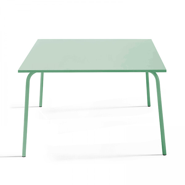 OVIALA - Table de jardin carrée en acier 8 places 120 cm vert sauge - Palavas - large