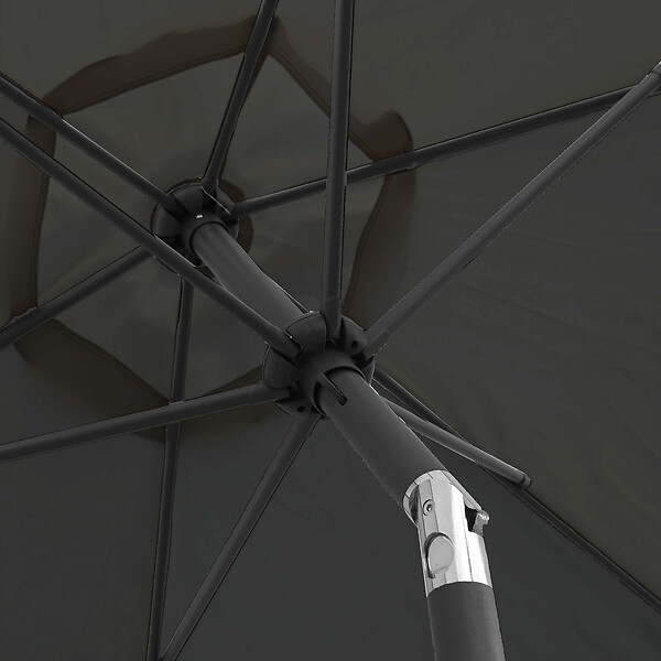 OVIALA - Parasol droit 3m inclinable à manivelle en aluminium gris anthracite - Matera - large