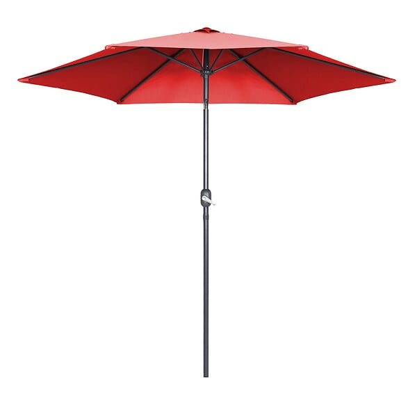 OVIALA - Parasol droit inclinable 3m et 4 dalles lestées aluminium rouge - Matera - large