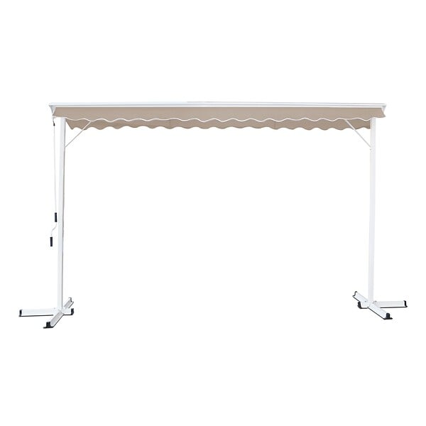 OVIALA - Store double pente avec coffre 3 x 4 m en aluminium taupe - Delgada - large