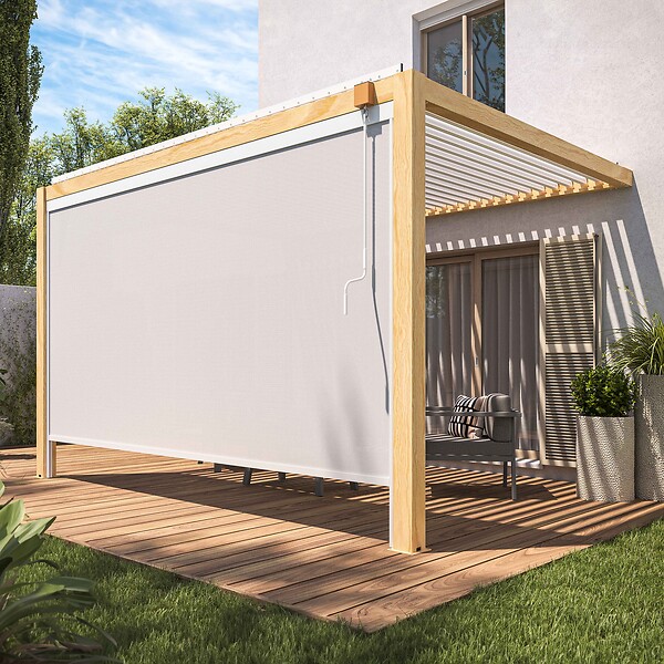 OVIALA - Store blanc pour pergola bioclimatique corato et sapri (3,80 x 2,30 m) - Valloni - large